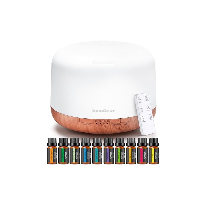 InnoGear Aromatherapy Diffuser & 10 Essential Oils Set, 500ml Essential