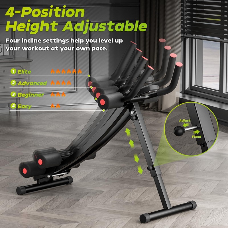 BODY RHYTHM Dual-Track Ab Machine with 4 Adjustable Heights, Foldable