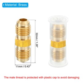 TA-VIGOR 1/4" x 1/4" Male Flare Brass Tube Fitting, 5Pcs Brass Pipe Connector, Union Coupling Tube Adapter Flare Pipe Fitting for Air Gas Line Refrigeration HVAC