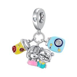 MYCHERISH - Colgantes colgantes de animales de la amistad para pulseras y collares, colgantes de abalorio para mujer, plata de ley 925, circonita cúbica 5A, regalo de Navidad para el día de la madre,