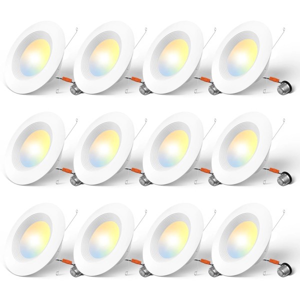Amico 5/6 inch 5CCT LED Recessed Lighting 12 Pack, Dimmable,