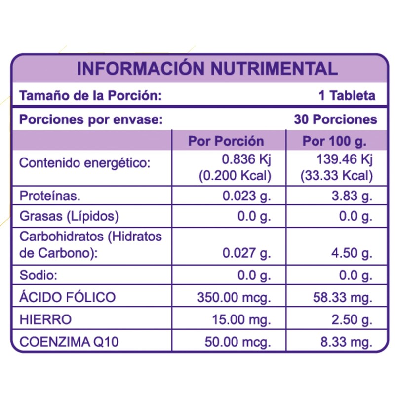FERLOR AF Ácido Fólico/Hierro / (Coenzima Q10 CAJA CON 30