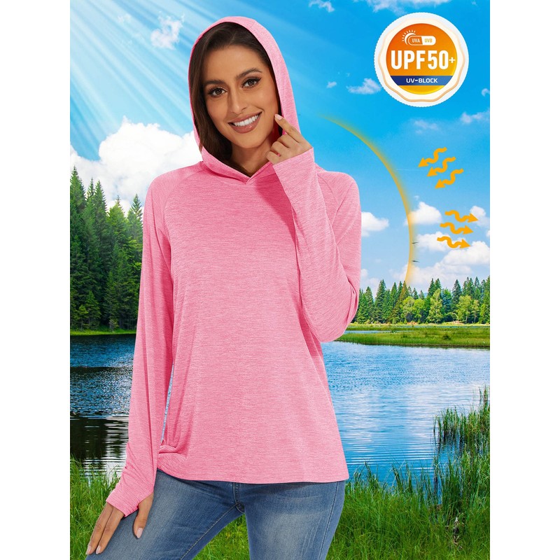 MAGCOMSEN Long Sleeve Workout Tops for Women SPF Activewear Hoodie