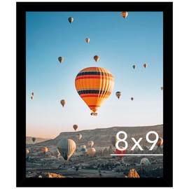 JCJMY 8x9 Picture Frame Black for Wall Hanging or Tabletop, Wall Mounting Horizontally or Vertically, 8 x 9 Wall Gallery Poster Photo Frame with Shatter Resistant Plexiglass, Black