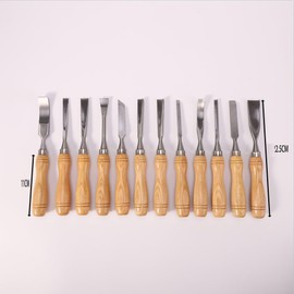 Buyohlic 12-Pieces Woodworking Wood Chisel Carving Tool Set with Wooden Box Razor Sharp CR-V 60 Steel Blades