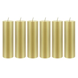 Mega Candles 6 pcs Unscented Gold Round Pillar Candle, Hand Poured Premium Wax Candles 2 Inch x 6 Inch, Home Décor, Wedding Receptions, Baby Showers, Birthdays, Celebrations, Party Favors & More