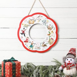Roowest 12 Day of Christmas Wreath for Front Door 12.6 Inch Christmas Wreath Religious Wooden Door Sign Hanger Decoration for Window Xmas Outdoor Indoor Home Wall Decor(Holiday Joy)