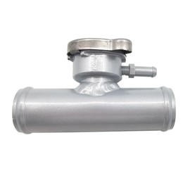 HCHCSPEED 38mm Aluminum Radiator Hose In Line Connector 1-1/2" to 1.5" Filler Neck With Cap Silver