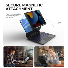 Dexnor Dexnor for iPad 9th Generation Case with Keyboard Floating Cantilever Magnetic Stand Multi-Touch Trackpad Backlit Pencil Holder Magic Style Keyboard Case for iPad 9th/8th/7th Gen 10.2 inch, Black
