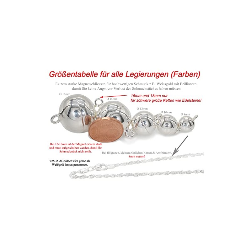 My Home Crystal - Ball Magnetic Clasp, Chain Extension 925