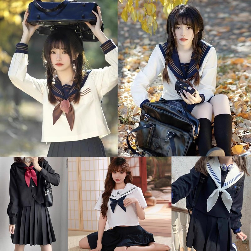 Good 2-Piece Set, Super Long, For Sailor Uniforms, Simple, Scarf,