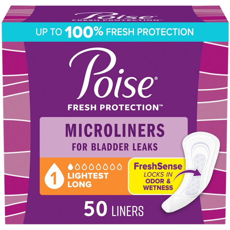 Poise Daily Microliners, Incontinence Panty Liners for Bladder Leaks, 1