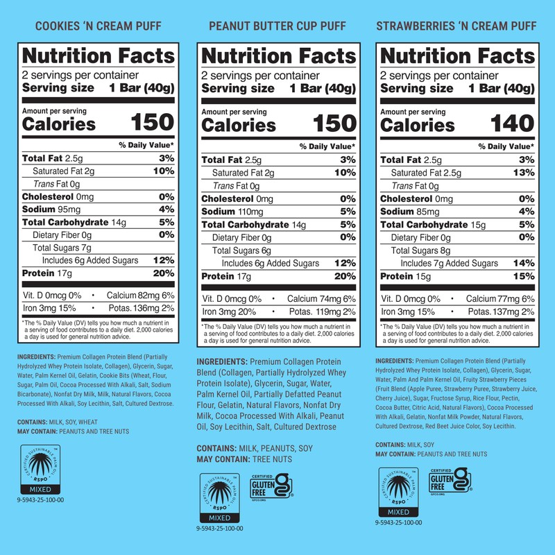 BUILT Bar Puff Protein Bars - Variety Pack - 15-17g