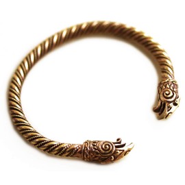 LynnAround Bronze Norse Viking Raven Head Twisted Cable Bangle Cuff Bracelet Arm Ring Pagan Jewelry (7)