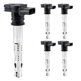PHILTOP UF575 Ignition Coil Pack Compatible with 2005-2014 Jetta, 2009-2017 Tiguan CC, 2011-2016 Q5, 2012-2014 Passat Beetle A6, 2005-2016 A4, 2006-2014 GTI, 2006-2010 Beetle Passat, Set of 5