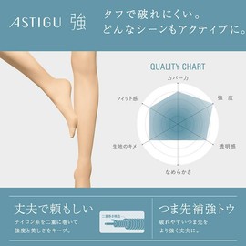Atsugi Astig, Strong Stockings, Women's Pantyhose, Set of 3 Pairs, (433) Nudy Beige