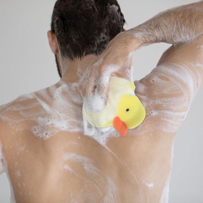 TOYANDONA Pack of 4 Small Yellow Duck Bath Brush Bath