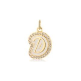 2 Pairs Trendy Sparkling Cross Gold Layered Necklace for Women Street Style Flat Initial Pendant & Colorful Cross Charm Jewelry:_Letter D