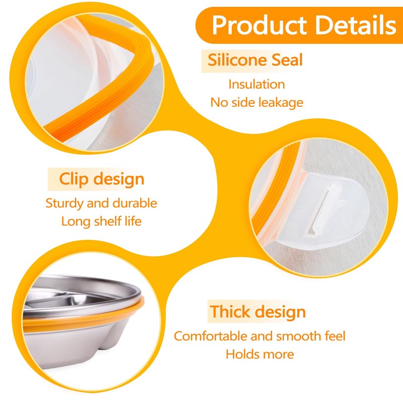 Divided Serving Tray with Lid 6 Compartments, 10.4 Inch Round