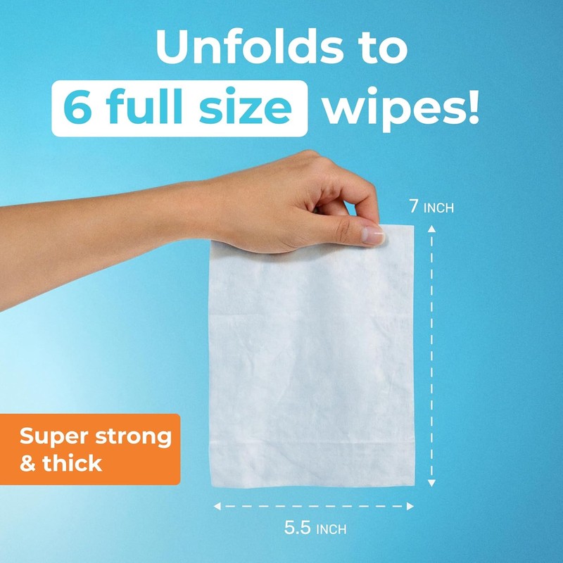 Impossibly Compact Travel Flushable Wipes - 99.5% Water and Aloe