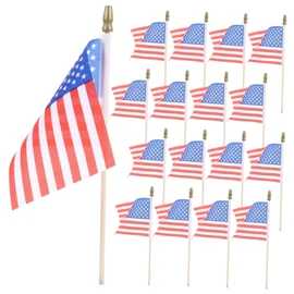 Kisangel 40pcs Small American Flags Sticks Usa Flags for Independence Day Celebrations Reusable Mini for Parades and Events