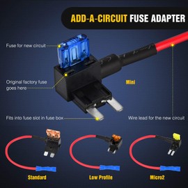 12 Pack 12V Car Add-a-Circuit Fuse Tap Standard Mini Micro2 and Low Profile Fuse Taps 4 Types ATO ATC ATM APM Fuse Holder for Cars Trucks Boats