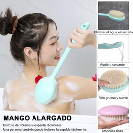 Cepillo corporal,cepillo corporal para baño,cepillo para la espalda ducha, 2 cepillos. El diseño con mango largo doblado ayuda a limpiar la espalda. Con 2 bolas de baño
