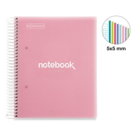 Miquelrius Spiral Bound Plastic Notebook, 160 Sheets, 8 Colours, Squared