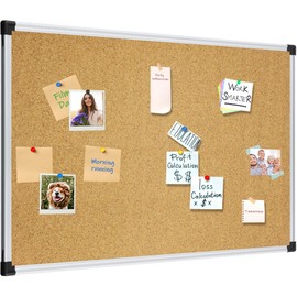 XBoard Cork Board Bulletin Board, 48 x 36 Inch Large Notice Pin Board for Wall with Aluminum Frame, 4' x 3' Tack Memo Board Vision Board for Home School & Office Display - Pack of 2