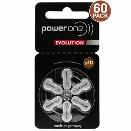 Power One EVOLUTION Size 312 Hearing Aid Battery (60 Pack) Improved Battery Life