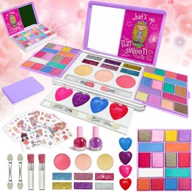Makeup Set, Girls, Makeup Set, Cosmetics Set, Toy, Pretend Play, Additive-free, Birthday, Christmas, Present, Girls, Makeup Case Included (Light Pink)