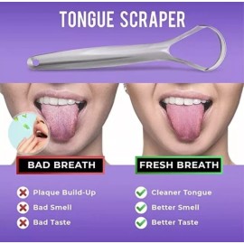 BASIC CONCEPTS Tongue Scraper 2 Pack Reduce Bad Breath Travel Cases Included ...