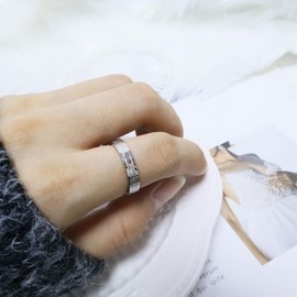 Crymystal Titanium Steel Heartbeat Couple Ring I Love You Promise Ring Wedding Band Valentine Engagement Promise Couple Ring Jewelry for Him and Her Best Gift 2024 (Women(4mm), 8)