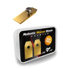 SNOWMOLLY Automatic Lawn Mower Blades 30-Pack with Screws for Gardena/Husqvarna/Yard Force Robot Mower Blades Titanium Coated High Wear-Resistant 35x18mm