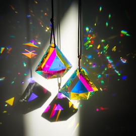 2 Pcs 1.9 Inch AB Crystal Prism Suncatcher Window Decor