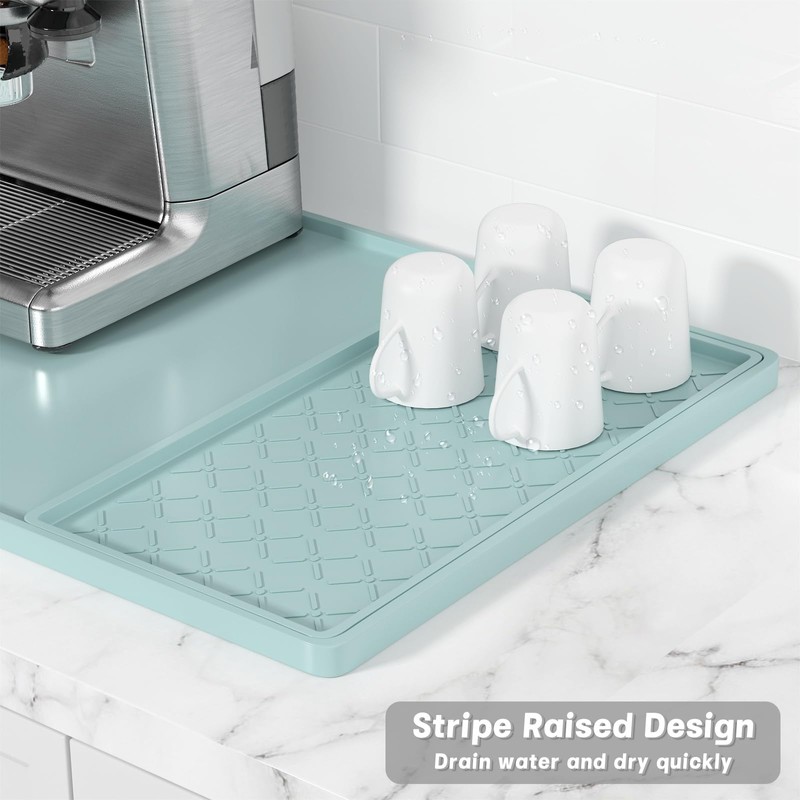 Rnivvi Silicone Coffee Mat, 16" x 24" Waterproof Raised Edge