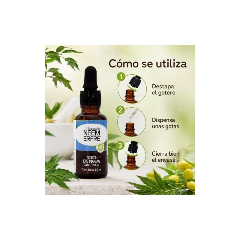 Aceite de NEEM Orgánico 100% puro sin diluir - Azadiractina