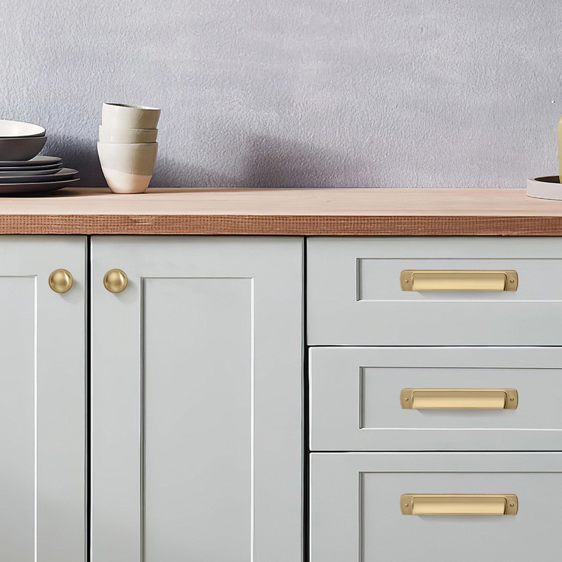 khtumeware 10 Pack 1-1/4 inch Brushed Brass Cabinet Knobs Brushed