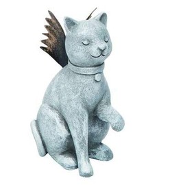 Transpac Distressed Silvertone Praying Angel Cat 3.5 x 4 Resin Decorative Tabletop Figurine