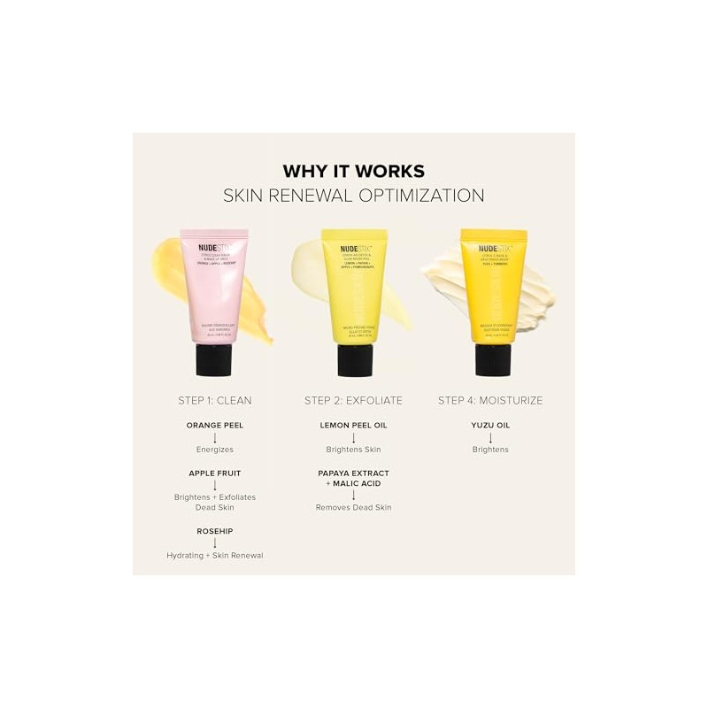 Nudestix 3-Step Citrus Renew Set for Makeup – Travel-Size Skincare
