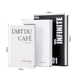 TwoDays Neutral Coffee Table Books, Fashion Decorative Books for Home Bookshelf, Modern Room Decor Aesthetic, Fake Faux Stacked Book, Storage Boxes for Decoration (Set of 3)