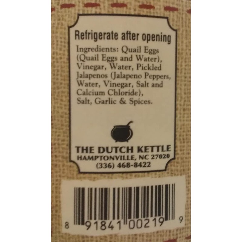 The Dutch Kettle Home Style Spicy Pickled Quail Eggs 16oz