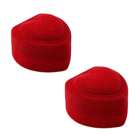 Zhuluck 2Pcs Red Velvet Heart Shaped Ring Box - Anniversary Wedding Ring Earrings Gift Box - Valentine’s Day Small Gift Box - Jewelry Presentation Box Case Jewelry Organizer Boxes Jewelry Accessories