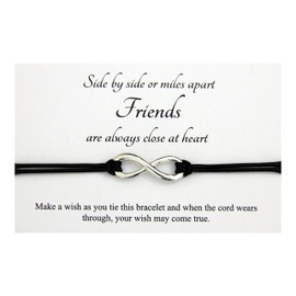 Lucor Friendship Gifts | Best Friends Gifts | Infinity Wish String Bracelet | Leaving Gifts | Birthday Christmas Bestie Gifts(Black)