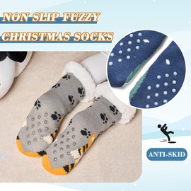 Big Boys Fuzzy Winter Socks for Kids Boys Thick Thermal Socks with Grips Fleece Lined Warm Fluffy Socks for Home 3 Pack Animals Beast 10-12 Years