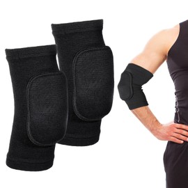 LIQWEI 1 Pair Volleyball Elbow Pads, Black Arm Brace Ventilate Sport Elbow Protector Strap, Breathable Elbows Pads Arm Pad With Padded for Men and Women Basketball