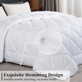 Comforter Duvet Insert Lightweight Quilt,All Season Fluffy Soft Down Alternative Comforter Microfiber Comforter with 8 Corner Tabs (White, California King 102x96 Inches)