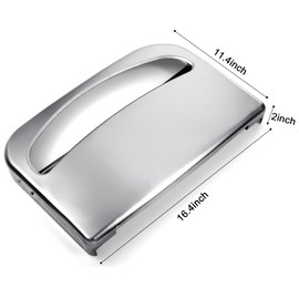 Domensi 2 Pcs Stainless Steel Toilet Seat Cover Dispenser Commercial Toilet Seat Wall Mount Half Fold Cover Holder with Screws for Office Restaurant Home Bathroom School, 16.4 Inch (Silver)