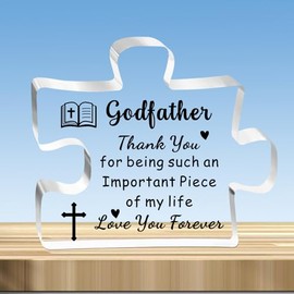 JMIMO Godfather Gifts Acrylic Puzzle Godfather Birthday Gifts Christmas Father's Day Presents for Godfather - Thank You For Being Such An Important Piece Of My Life