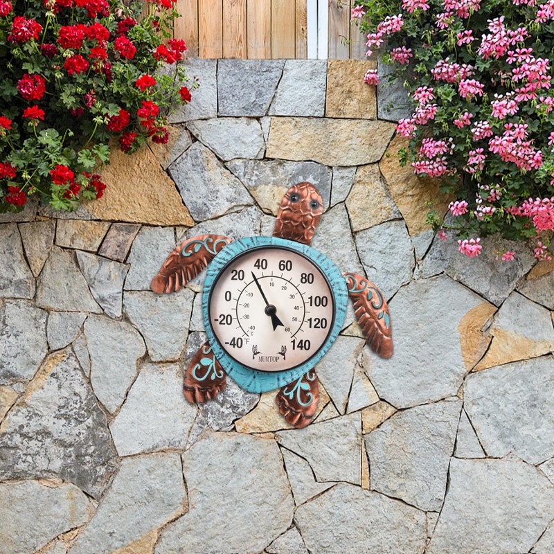 MUMTOP Outdoor Thermometer, Turtle Outside Wall Thermometer for Patio Yard
